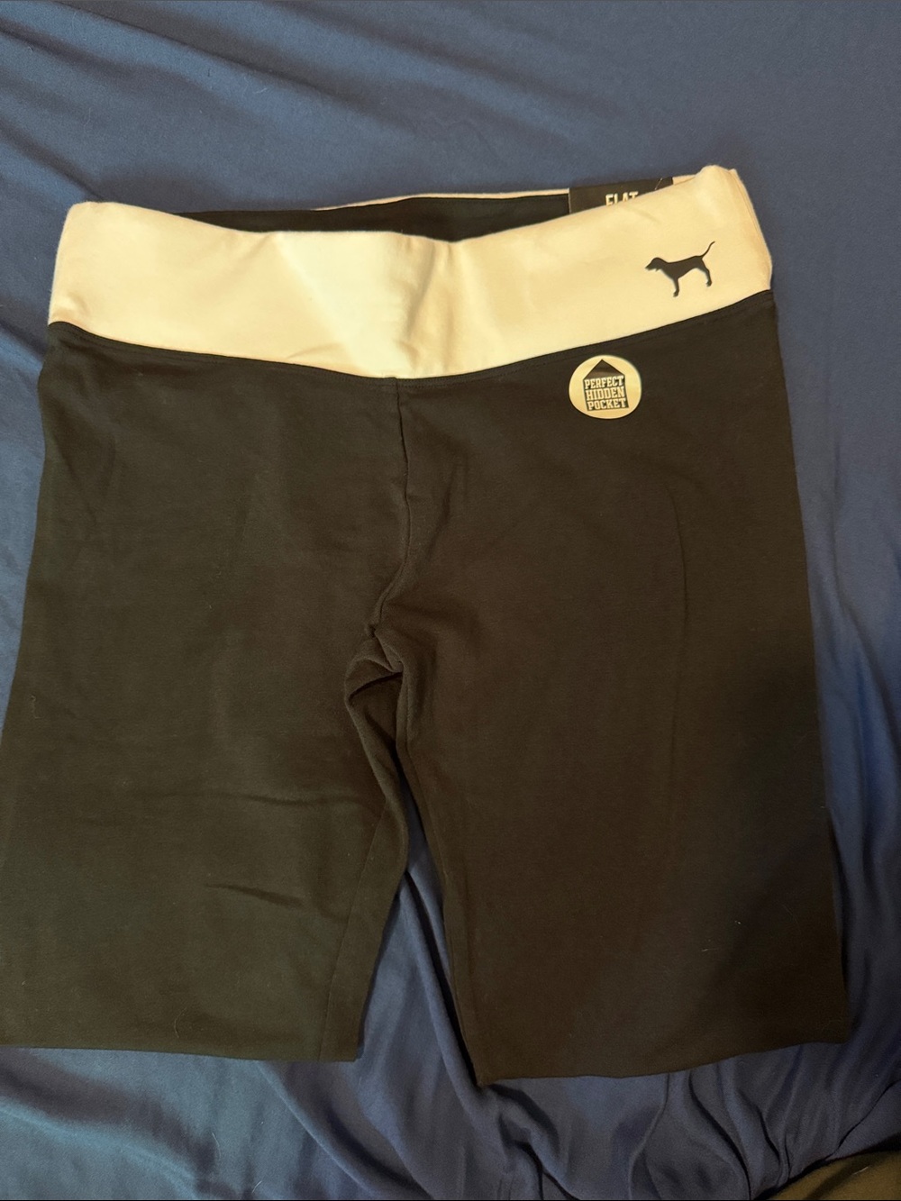 PINK Victoria's Secret Black Leggings with White Waistband